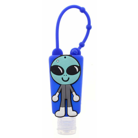 Royal Blue Silicone with Alien Friend Hand Sanitizer Holder with Fillable Bottle Keychain