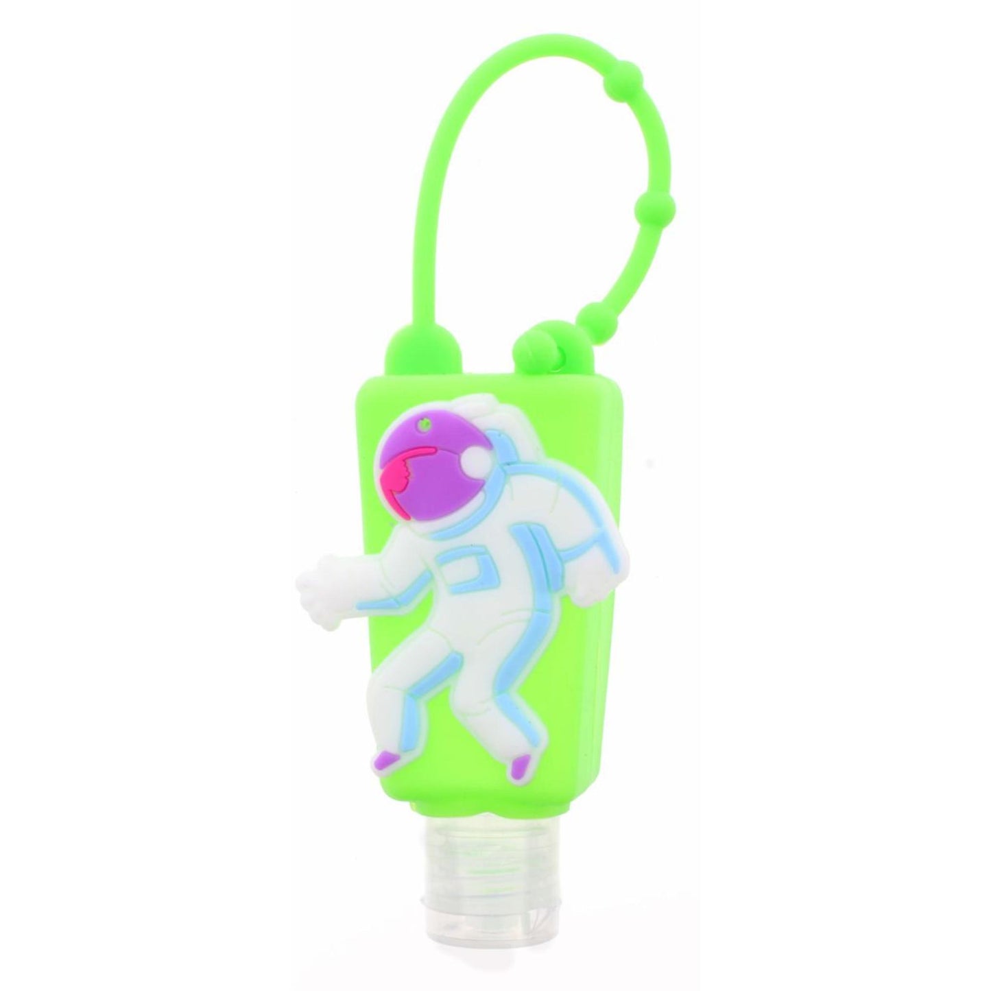Green Silicone with Astronaut Hand Sanitizer Holder with Fillable Keychain Keychain