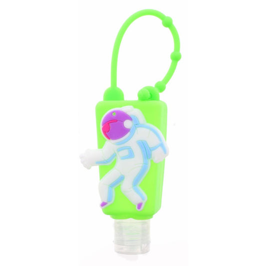 Green Silicone with Astronaut Hand Sanitizer Holder with Fillable Keychain Keychain