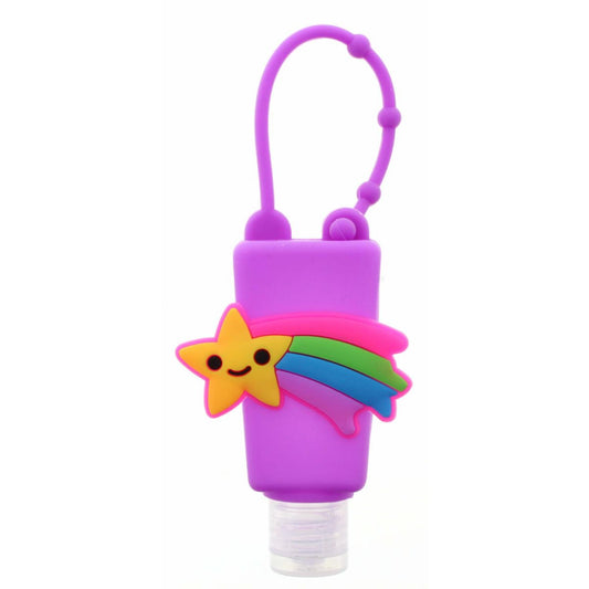 Purple Silicone with Shooting Star Hand Sanitizer Holder with Fillable Bottle Keychain