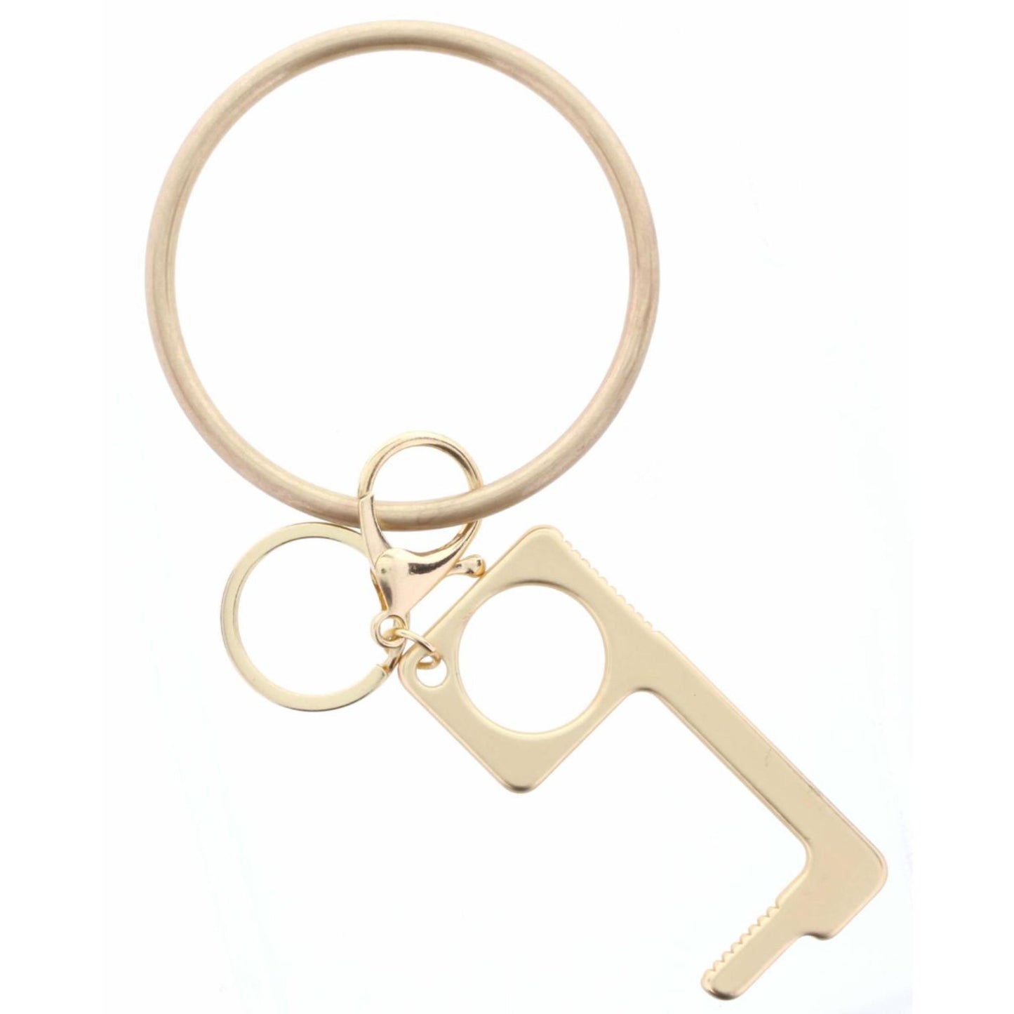 Gold Bangle with Gold Touchless Key Keychain