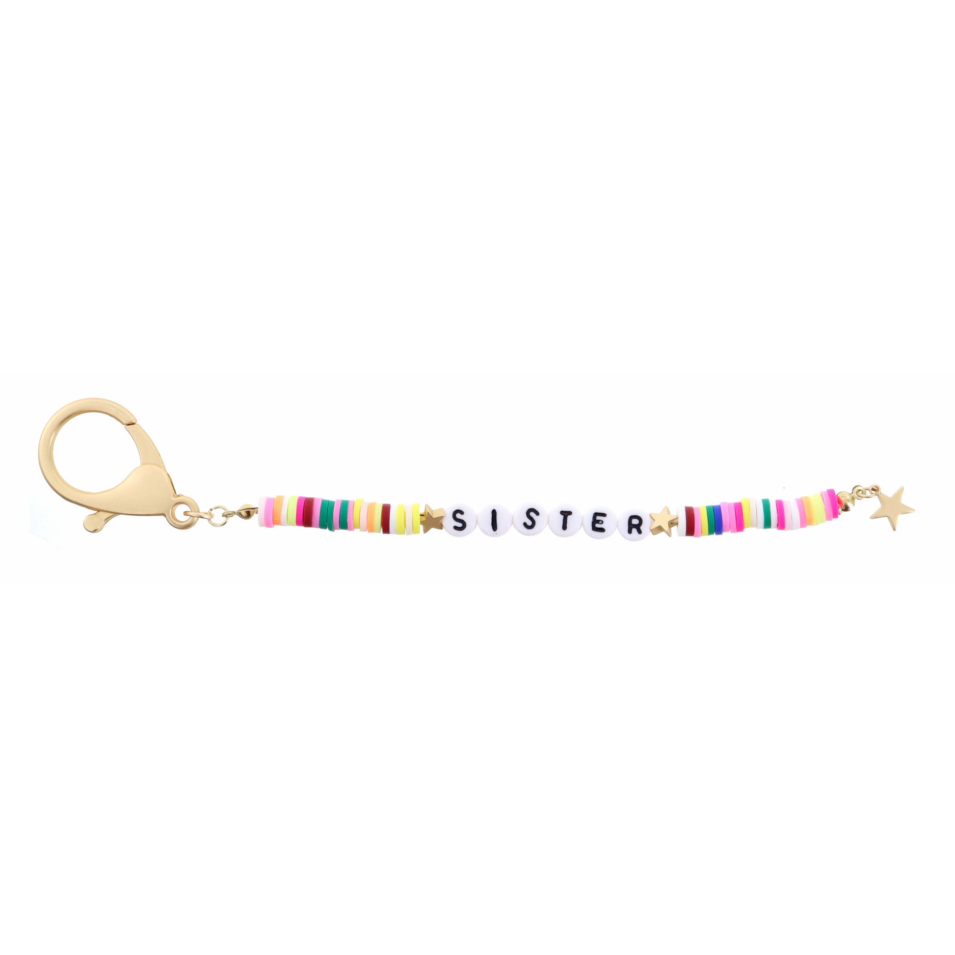 Kids Multi Rubber Sequin "Sister" Keychain