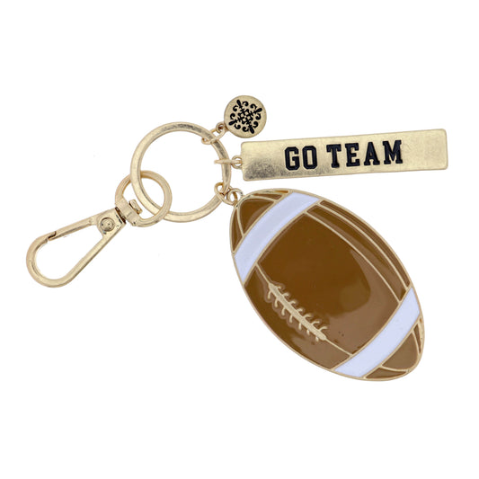 Football, "Go Team" Bar Keychain