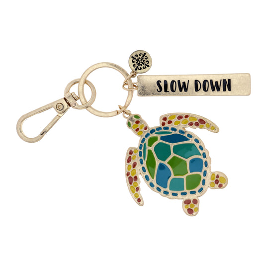 Sea Turtle, " Slow Down" Bar Keychain