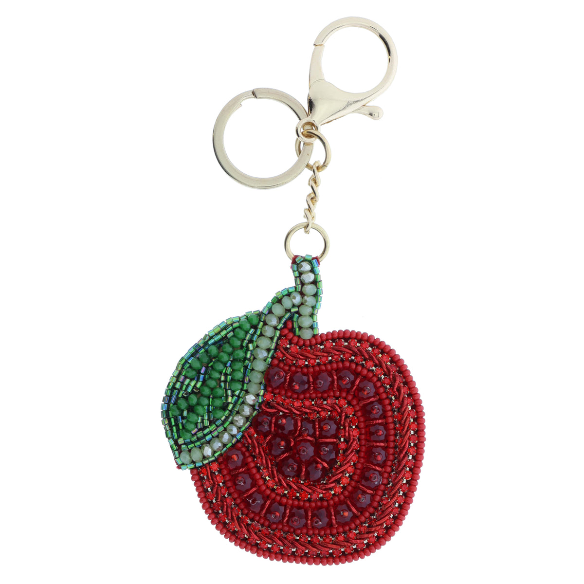 Apple Rhinestone Keychain Green and Red Beaded and Crystal Accented Apple Keychain – Jane Marie