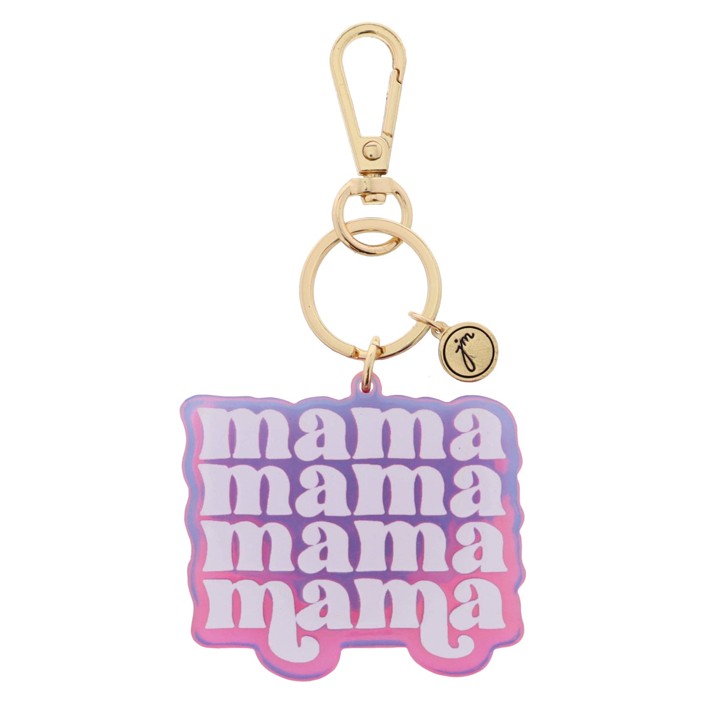 Fuchsia Acrylic with White "mama mama mama mama" Keychain, 2.15" Top to Bottom