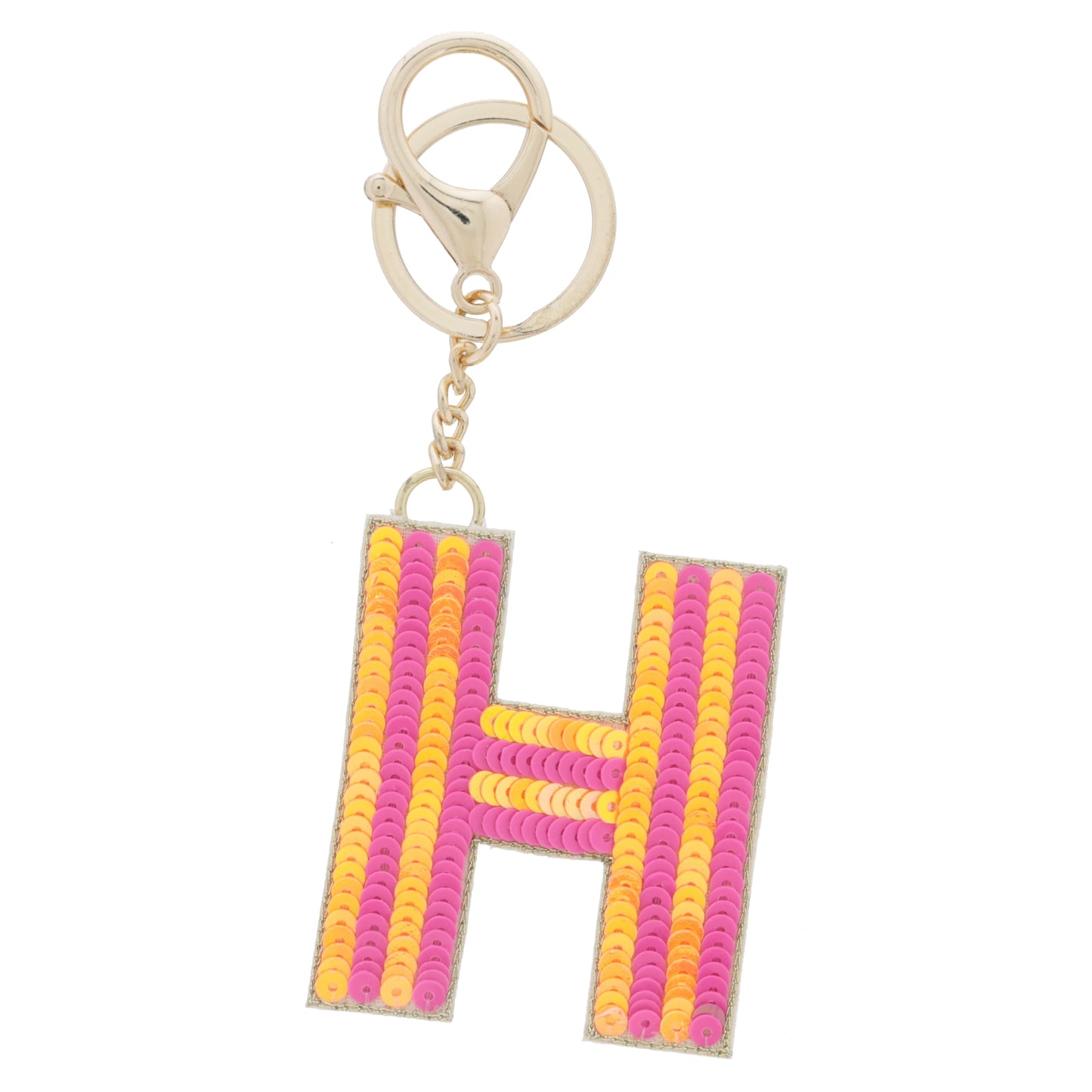 Multi Orange and Hot Pink Sequin "H" Keychain