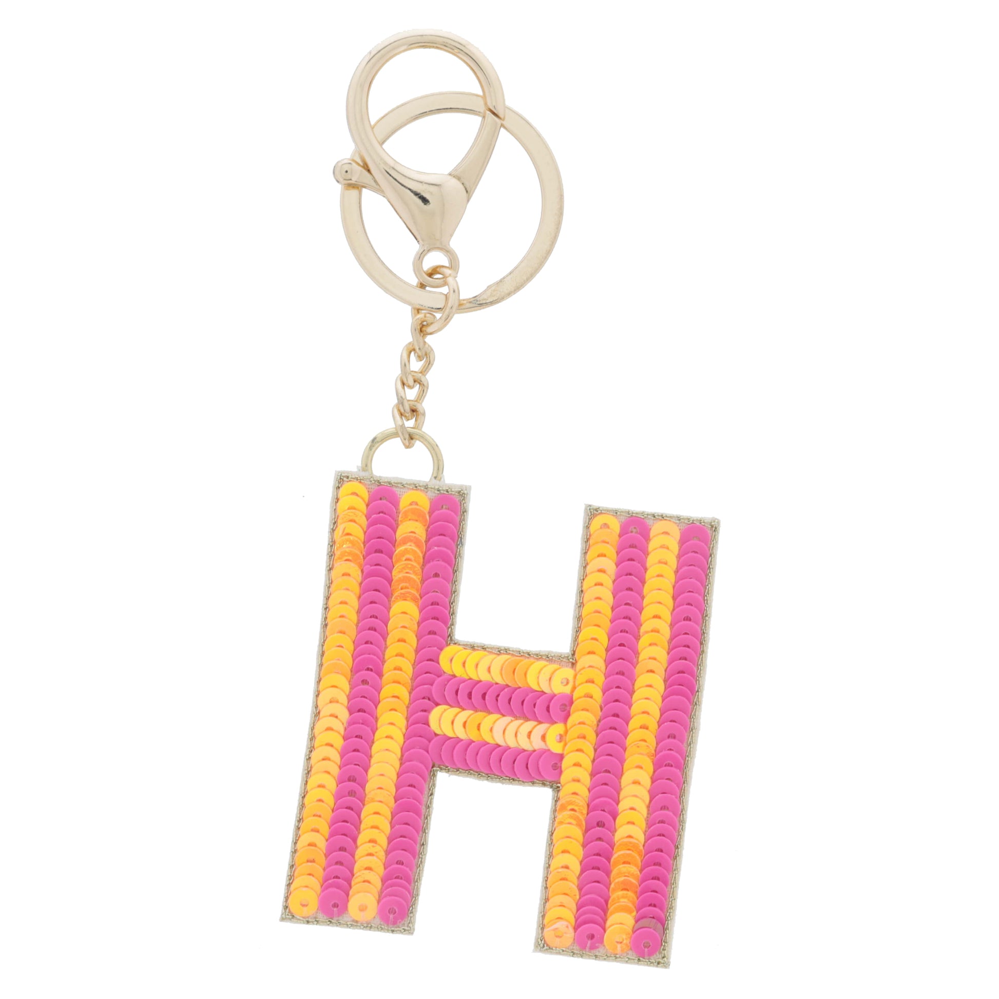 Multi Orange and Hot Pink Sequin "H" Keychain