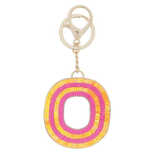Multi Orange and Hot Pink Sequin "O" Keychain