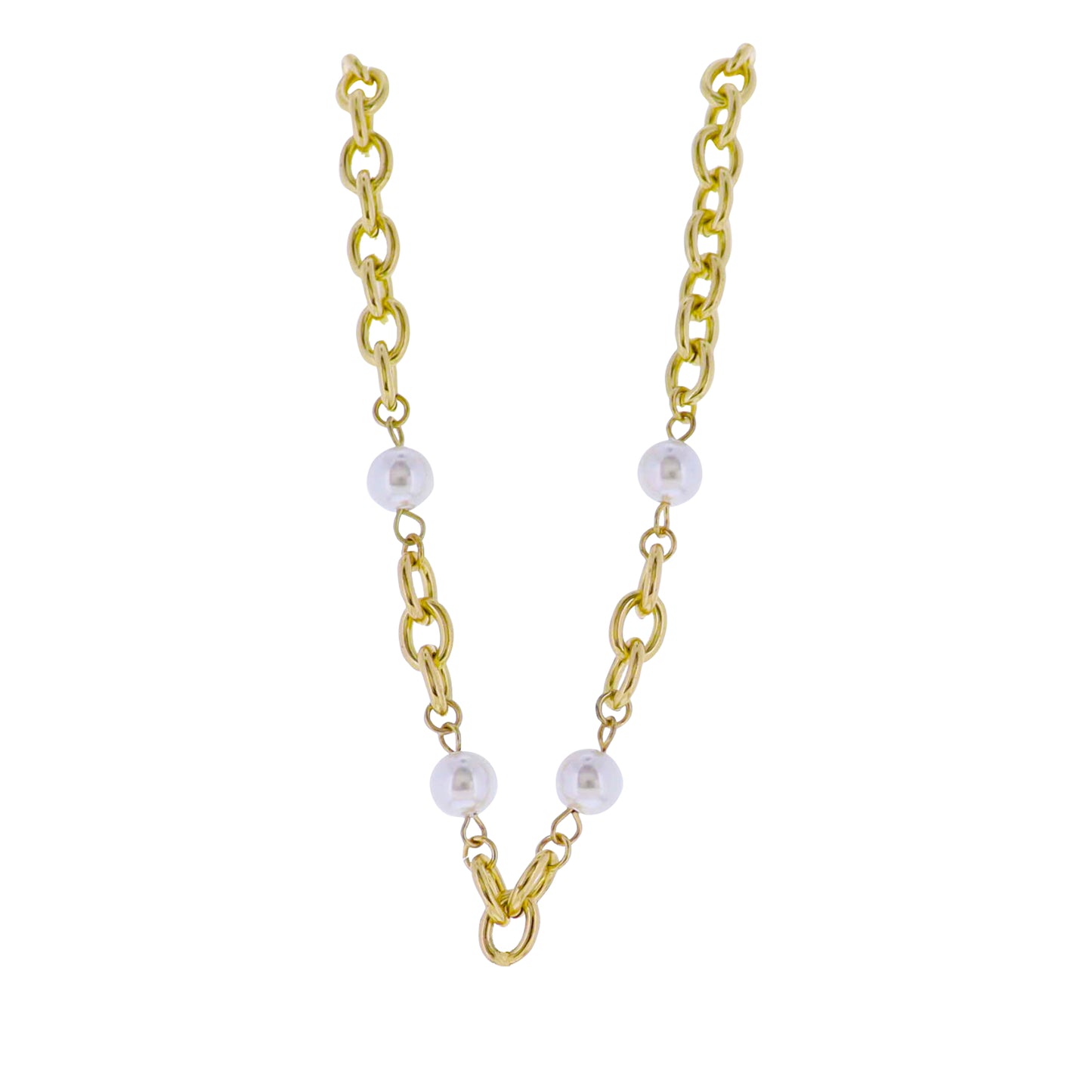 18k Gold Plated Chain with Pearl Accents Necklace