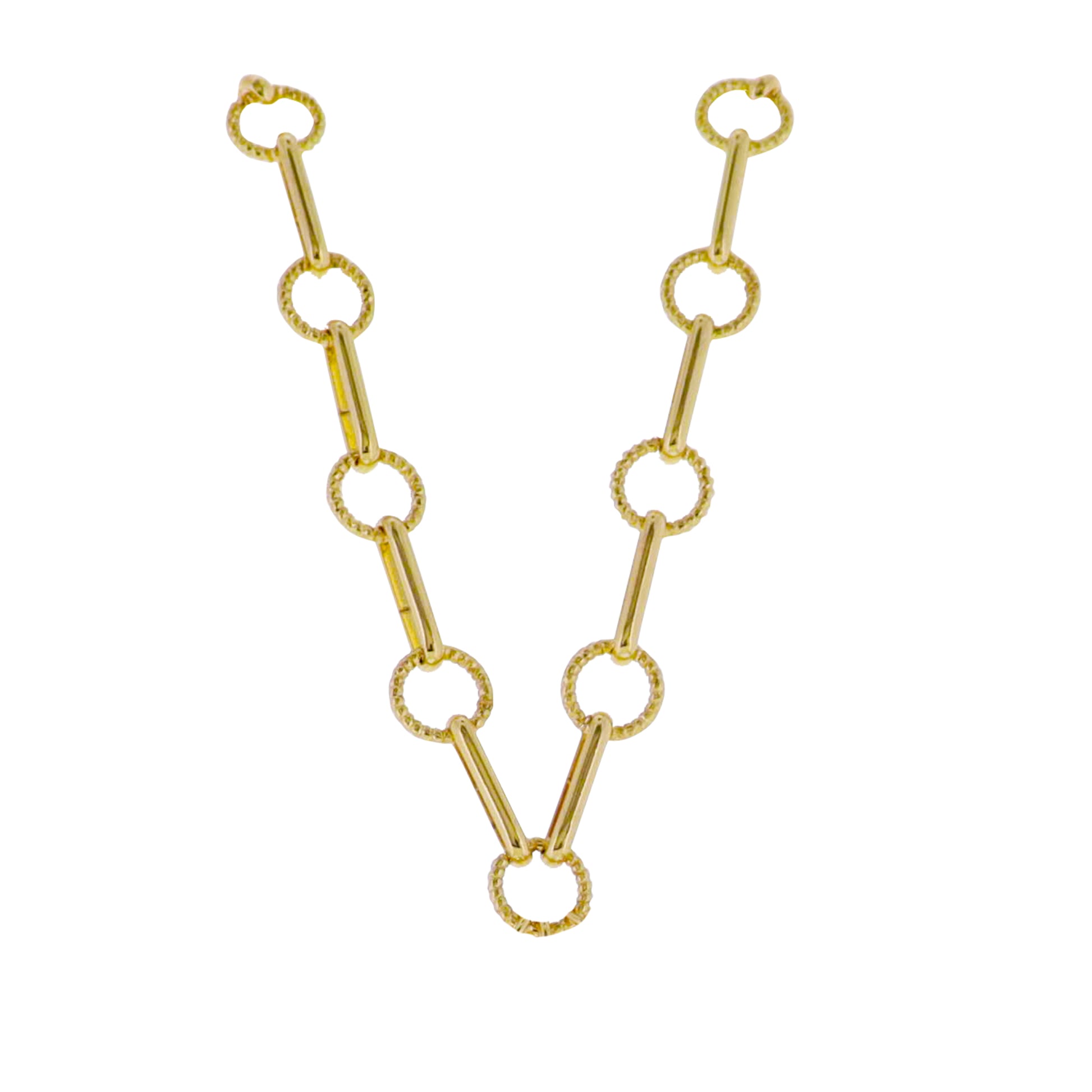 18k Gold Plated Round Disk, Oval Link Chain Necklace