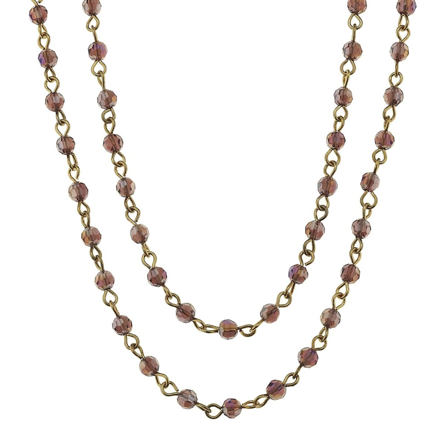 Antique Gold and Lavender Linked Necklace