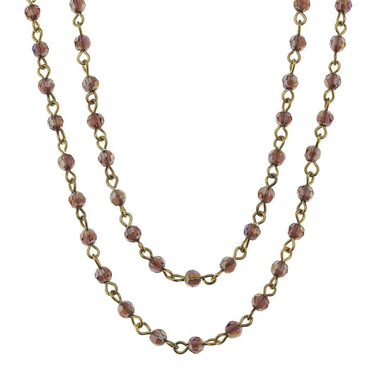 Antique Gold and Lavender Linked Necklace