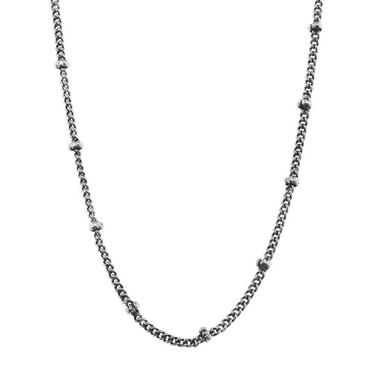 Antique Silver Ball Station Chain Necklace