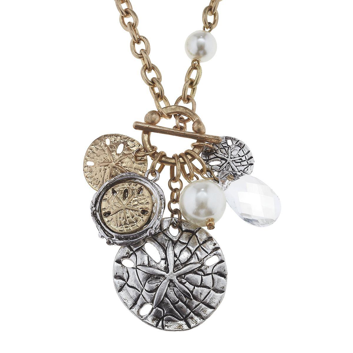 Antique Gold/Silver Sand Dollar Cluster Necklace