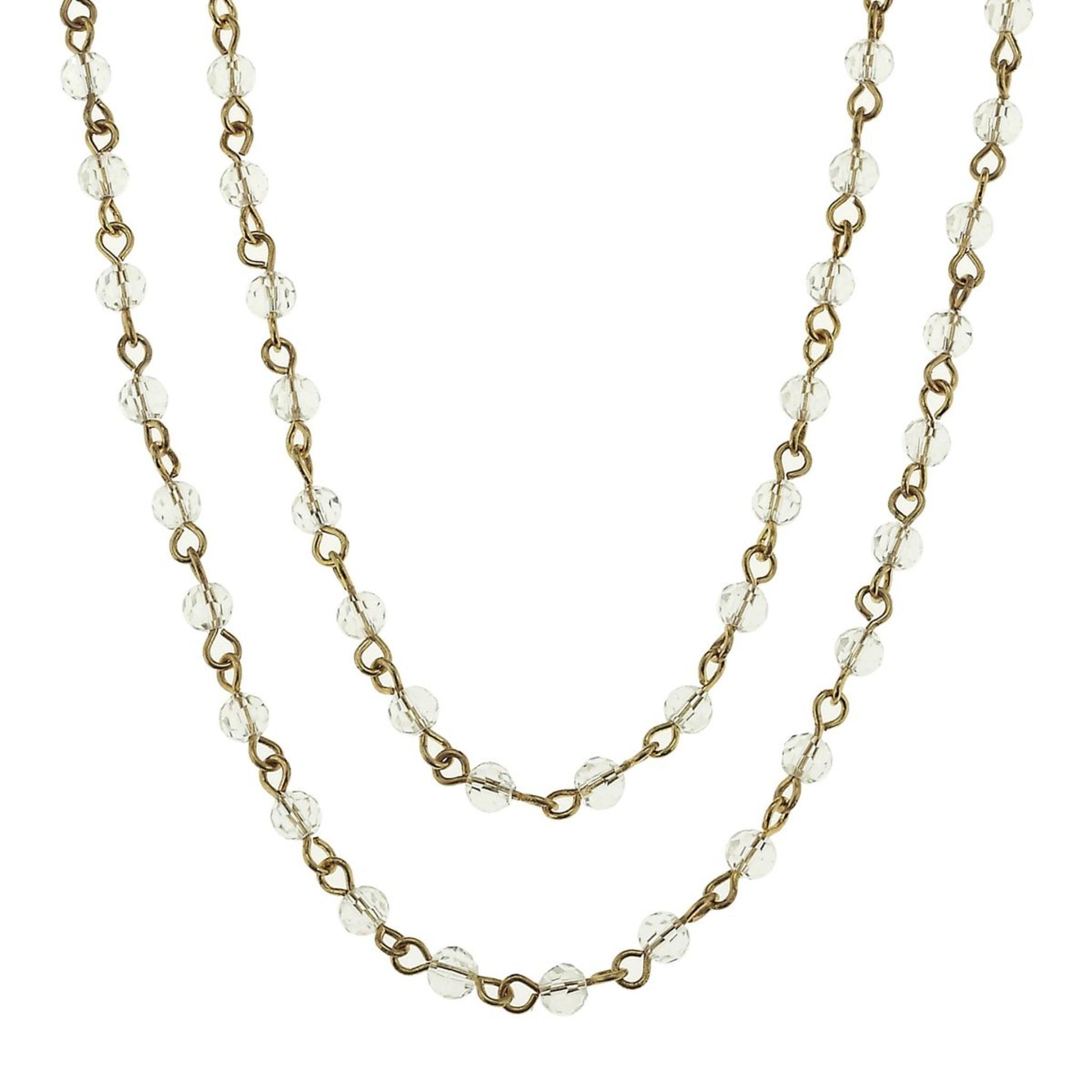 Antique Gold and Clear Linked Necklace