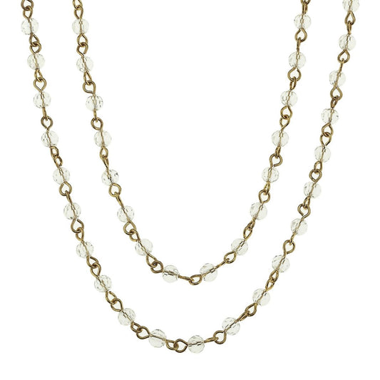 Antique Gold and Clear Linked Necklace