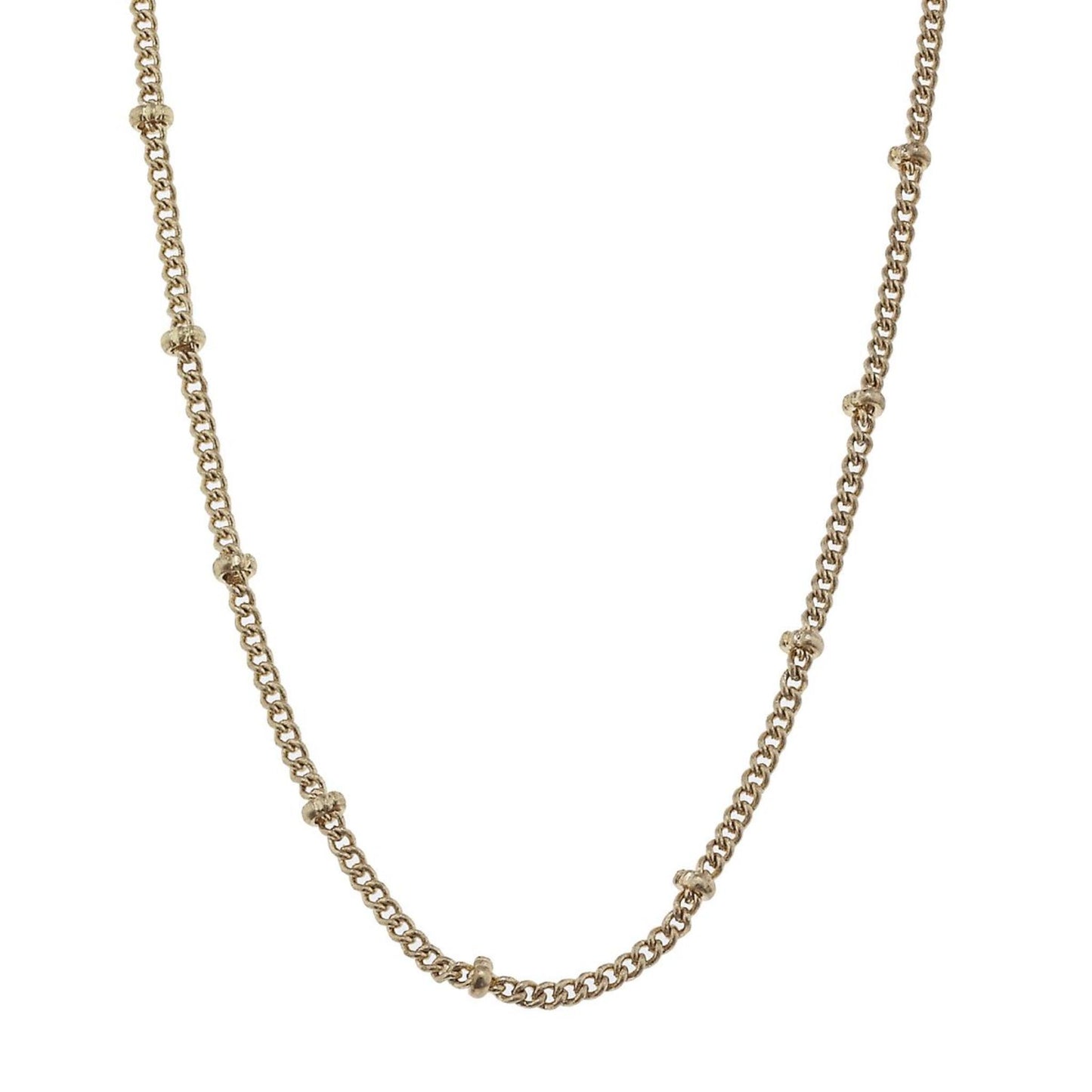 18" Gold Ball Station Necklace, 3" Ext