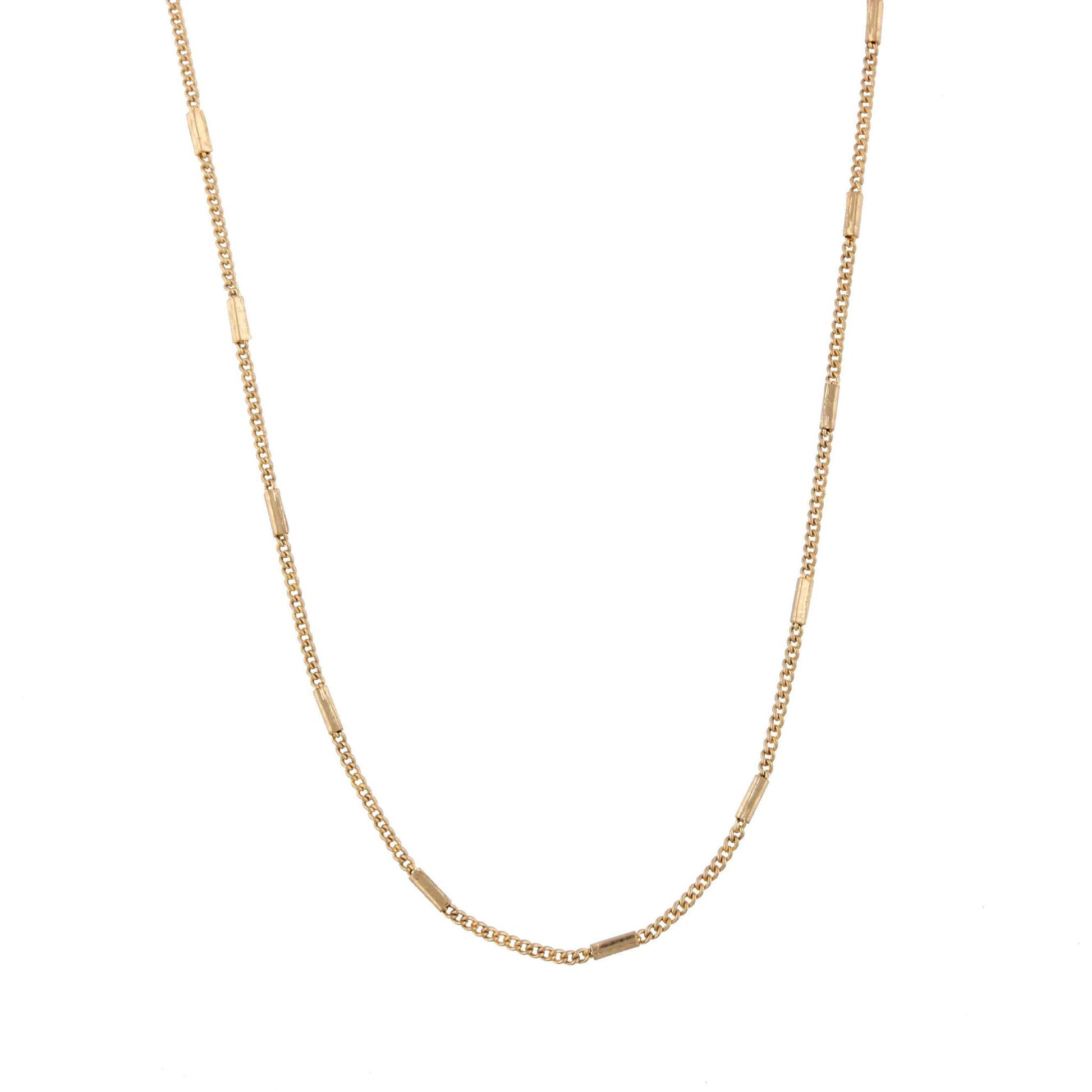 16" Gold Flat Rectangle Station Necklace, 3" Ext