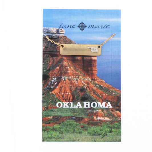 16" Gold Oklahoma Bar Necklace, 3" Ext