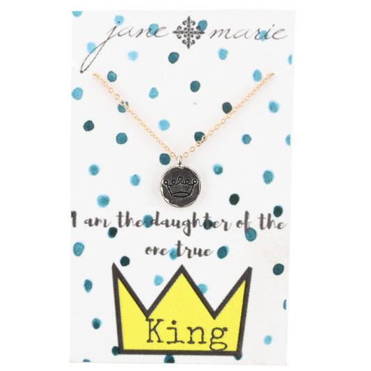 16" Gold Chain Necklace with Silver Crown Necklace, 3" Ext