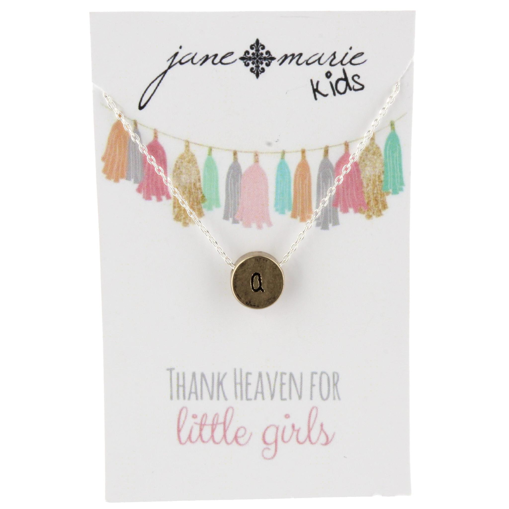 14" Gold Disk A Intial Necklace with Silver Chain and Heart on back, 3" Ext