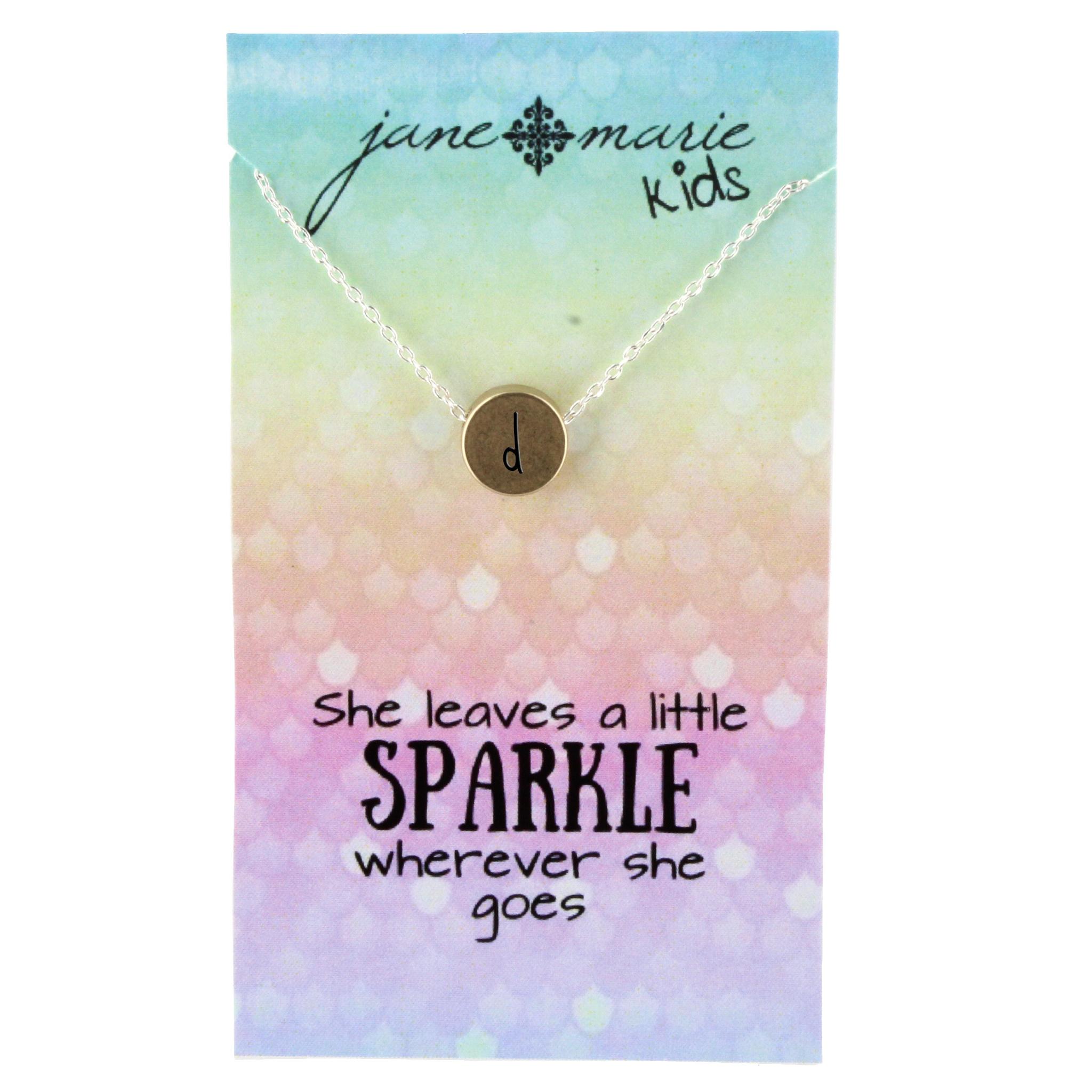 14" Gold Disk D Intial Necklace with Silver Chain and Heart on back, 3" Ext