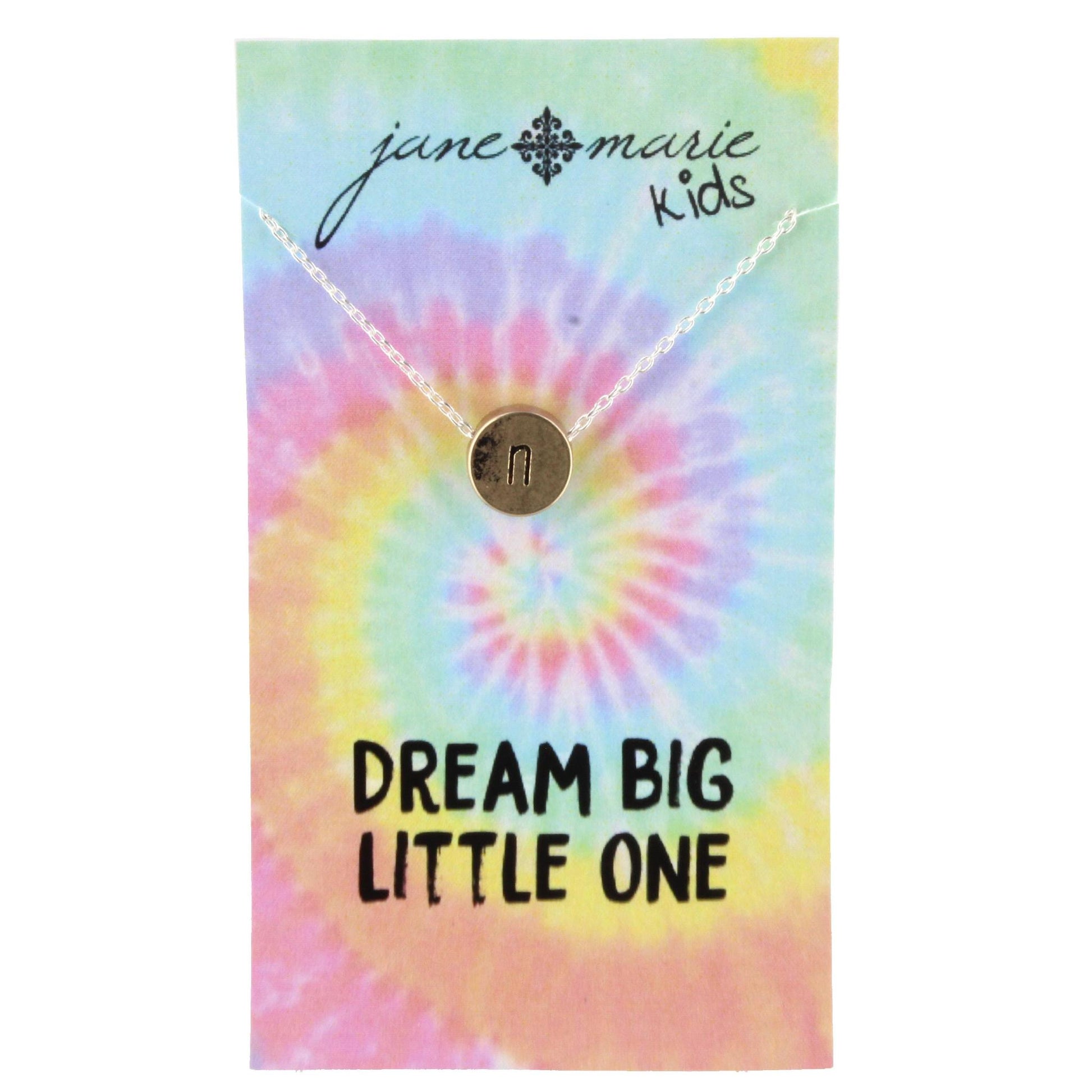 14" Gold Disk N Intial Necklace with Silver Chain and Heart on back, 3" Ext