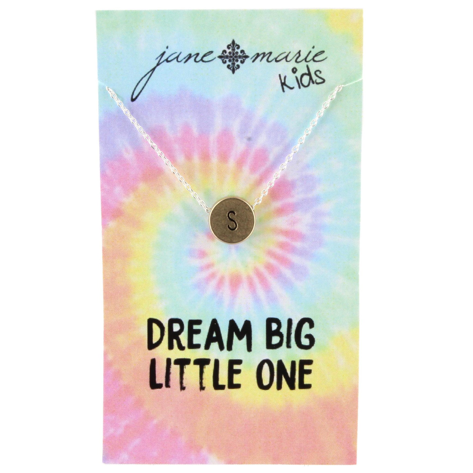 14" Gold Disk S Intial Necklace with Silver Chain and Heart on back, 3" Ext