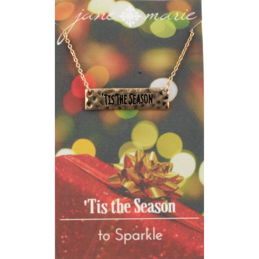 16" Gold "Tis the Season" Bar Necklace, 3" Ext