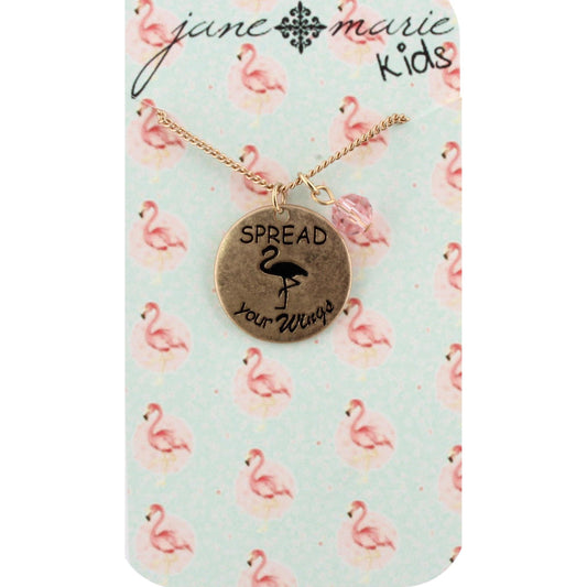 14" Kids Gold Necklace with Gold Flamingo, 3" Ext