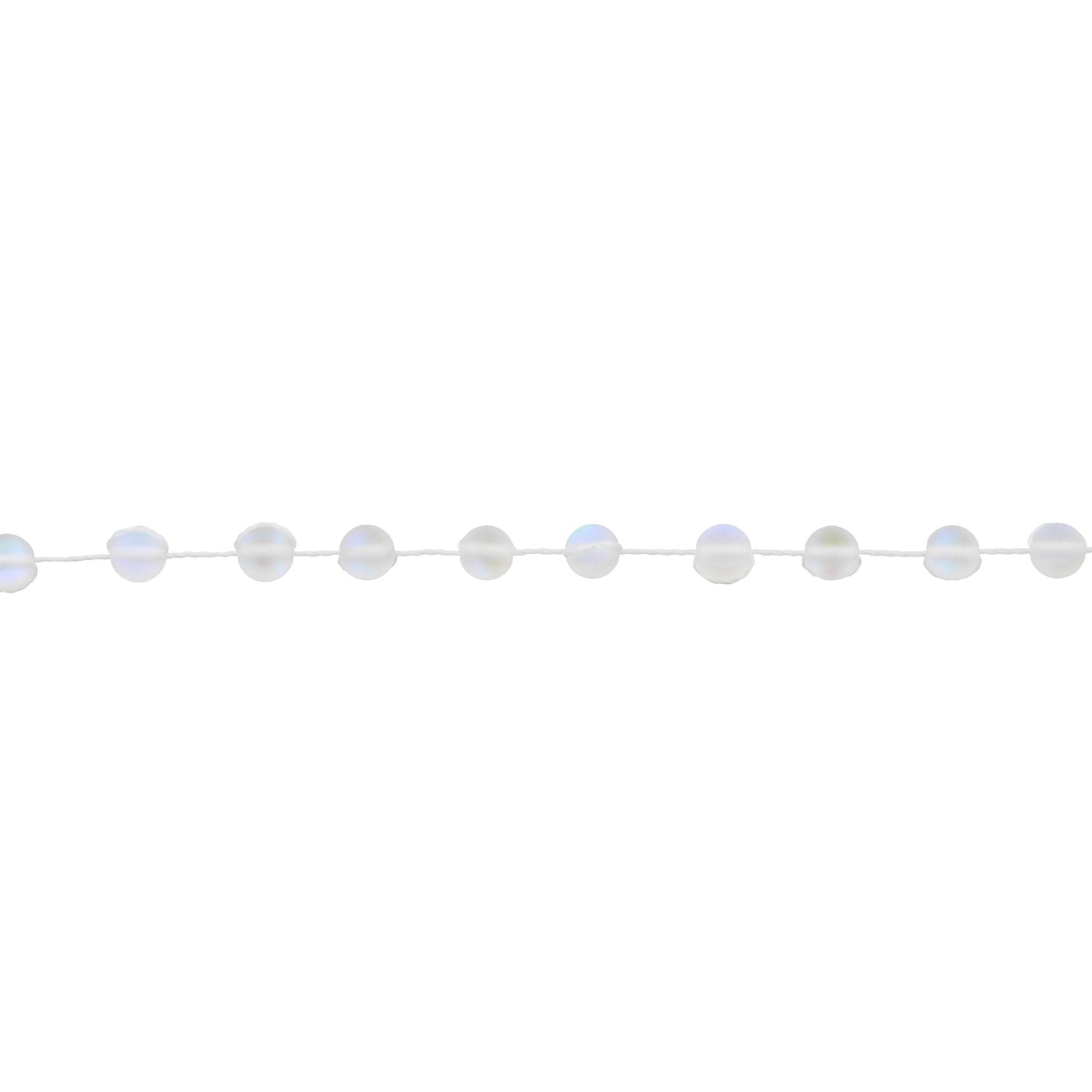 13" Clear Opalized Knotted Choker Necklace , 3" Ext