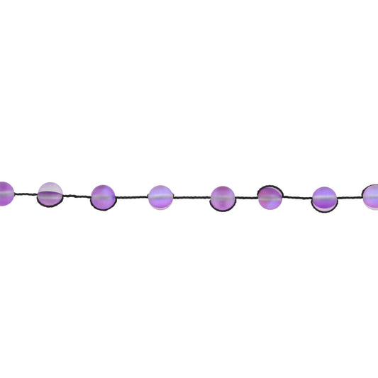 13" Purple Opalized Knotted Choker Necklace , 3" Ext