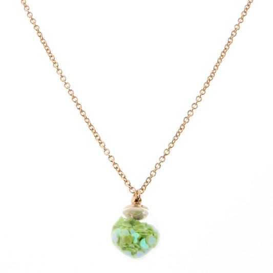 14" Kids Green Confetti Globe Necklace, 2" Ext