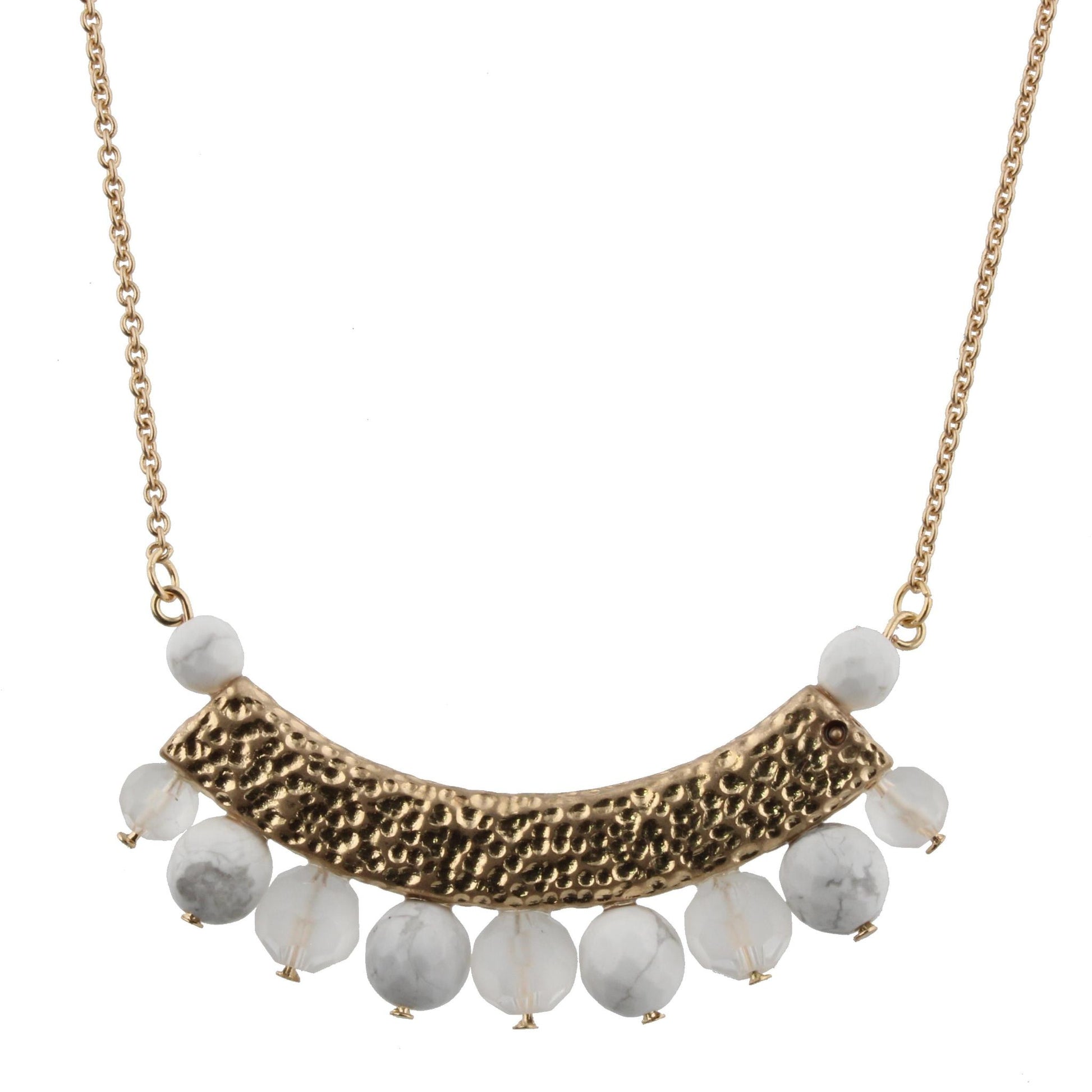 30" Howlite/Opaque Beaded Bib Necklace, 3" Ext