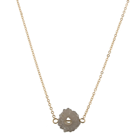 16" Necklace with Grey Quartz, 3" Ext
