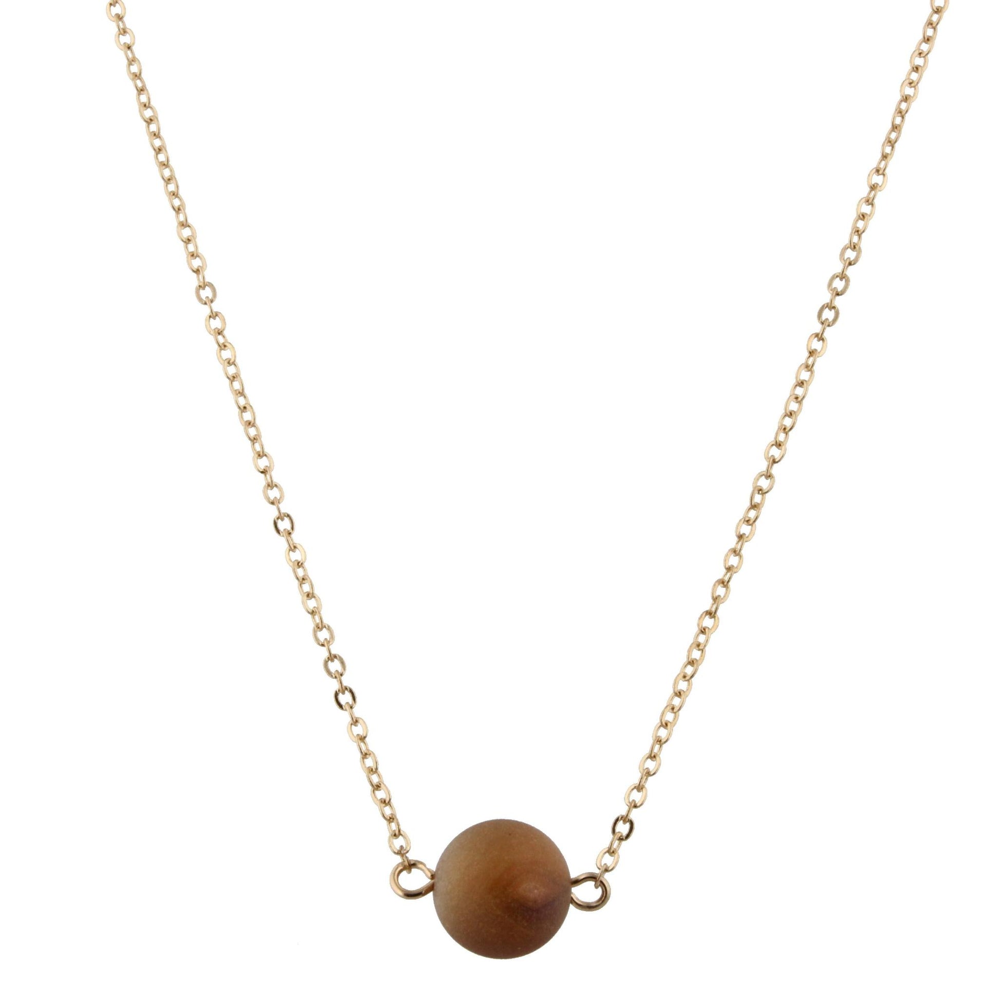 16" Necklace with Brown Druzy Bead, 3" Ext