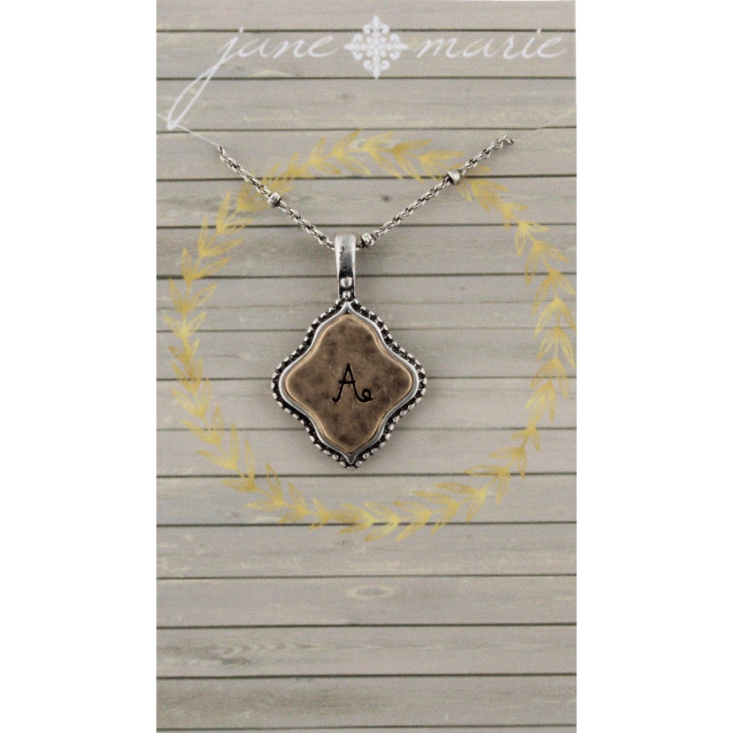 16" Silver Chain with 2-Tone Double Sided A Initial Necklace, 3" Ext
