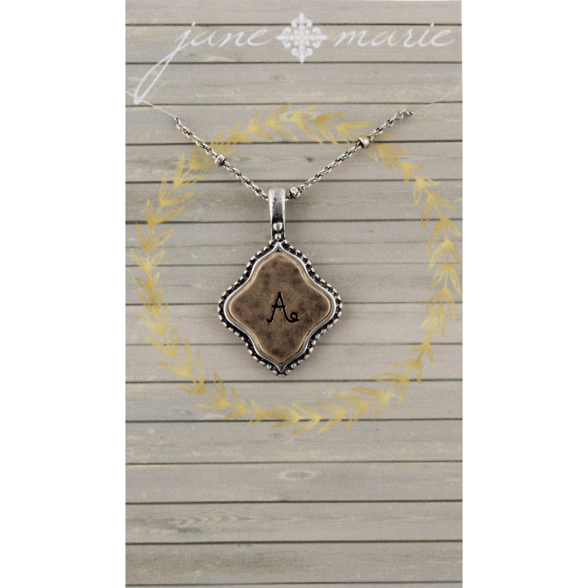 16" Silver Chain with 2-Tone Double Sided A Initial Necklace, 3" Ext