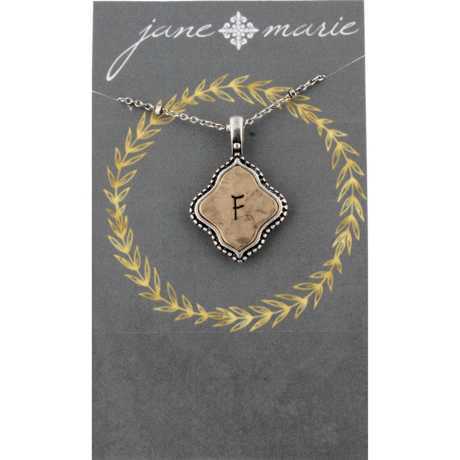 16" Silver Chain with 2-Tone Double Sided F Initial Necklace, 3" Ext