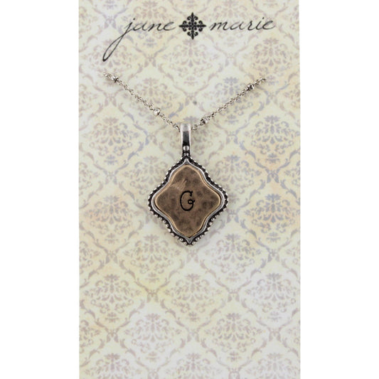 16" Silver Chain with 2-Tone Double Sided G Initial Necklace, 3" Ext