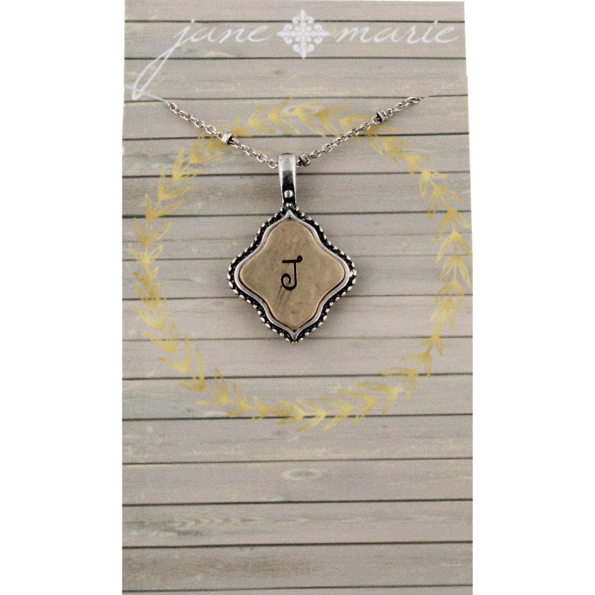 16" Silver Chain with 2-Tone Double Sided J Initial Necklace, 3" Ext
