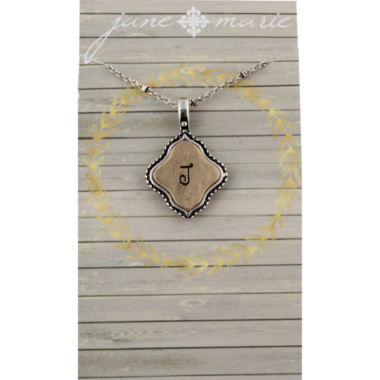 16" Silver Chain with 2-Tone Double Sided J Initial Necklace, 3" Ext