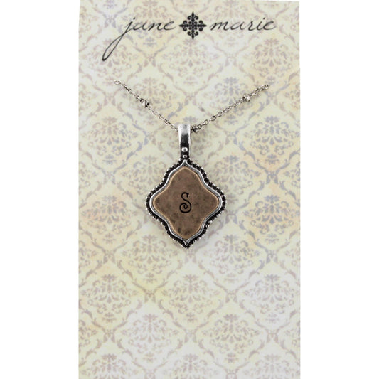 16" Silver Chain with 2-Tone Double Sided S Initial Necklace, 3" Ext