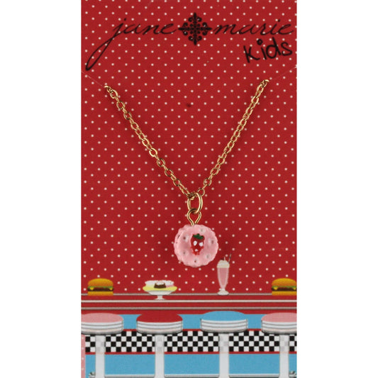 14" Kids Strawberry Cookie Necklace, 3"Ext
