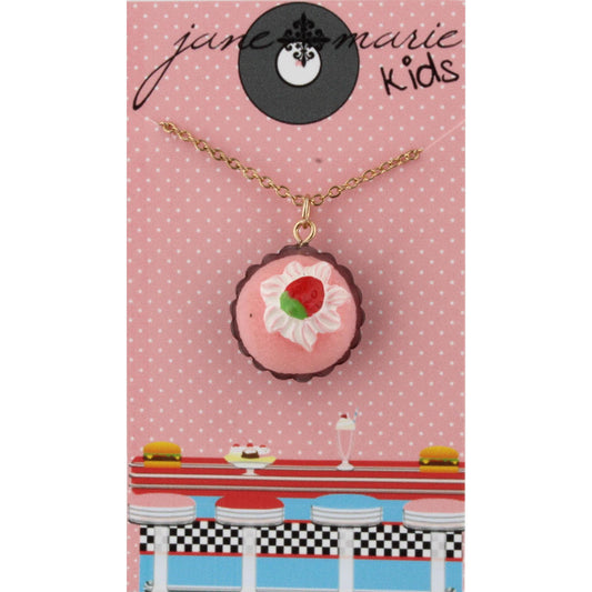 14" Kids Strawberry Cupcake Necklace, 3" Ext