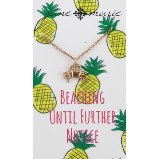 16" Gold Necklace with Gold Crab, 3" Ext