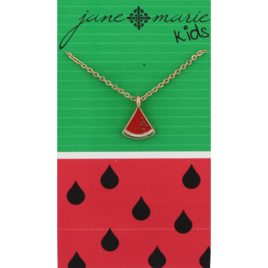 14" Kids Gold Necklace with Watermelon Slice Epoxy, 3" Ext