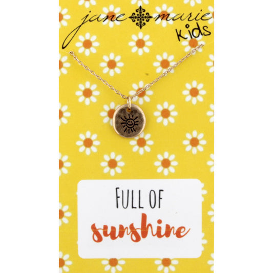 14" Kids Gold Necklace with Sun on Disk, 3" Ext