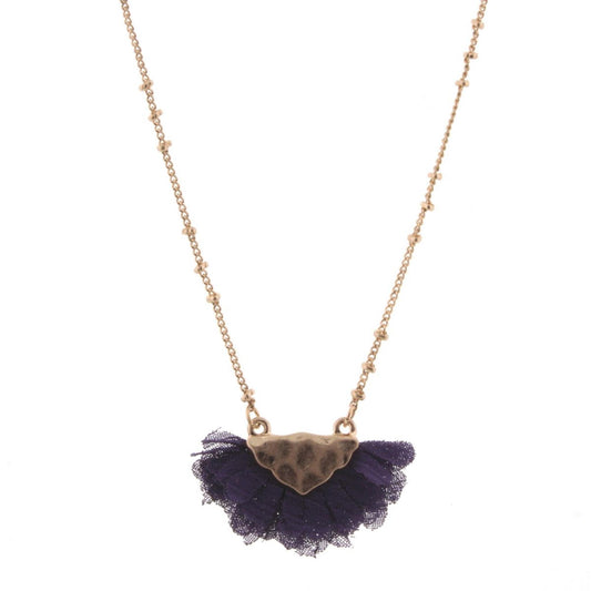 14" Kids Purple Gold Bib Necklace, 2" Ext
